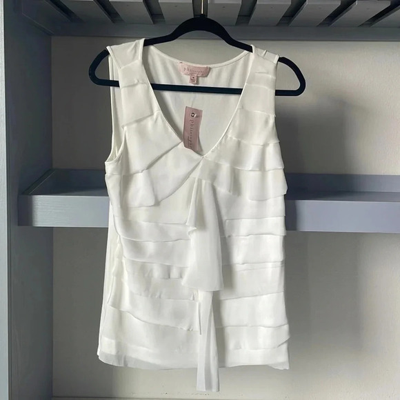Philosophy Womens Sleeveless/tank top Ivory Stretch Layered Ruffles Size M - Picture 2 of 8